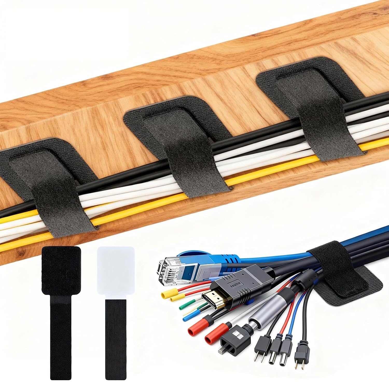 Adhesive Cable Ties 50-Pack setup photo