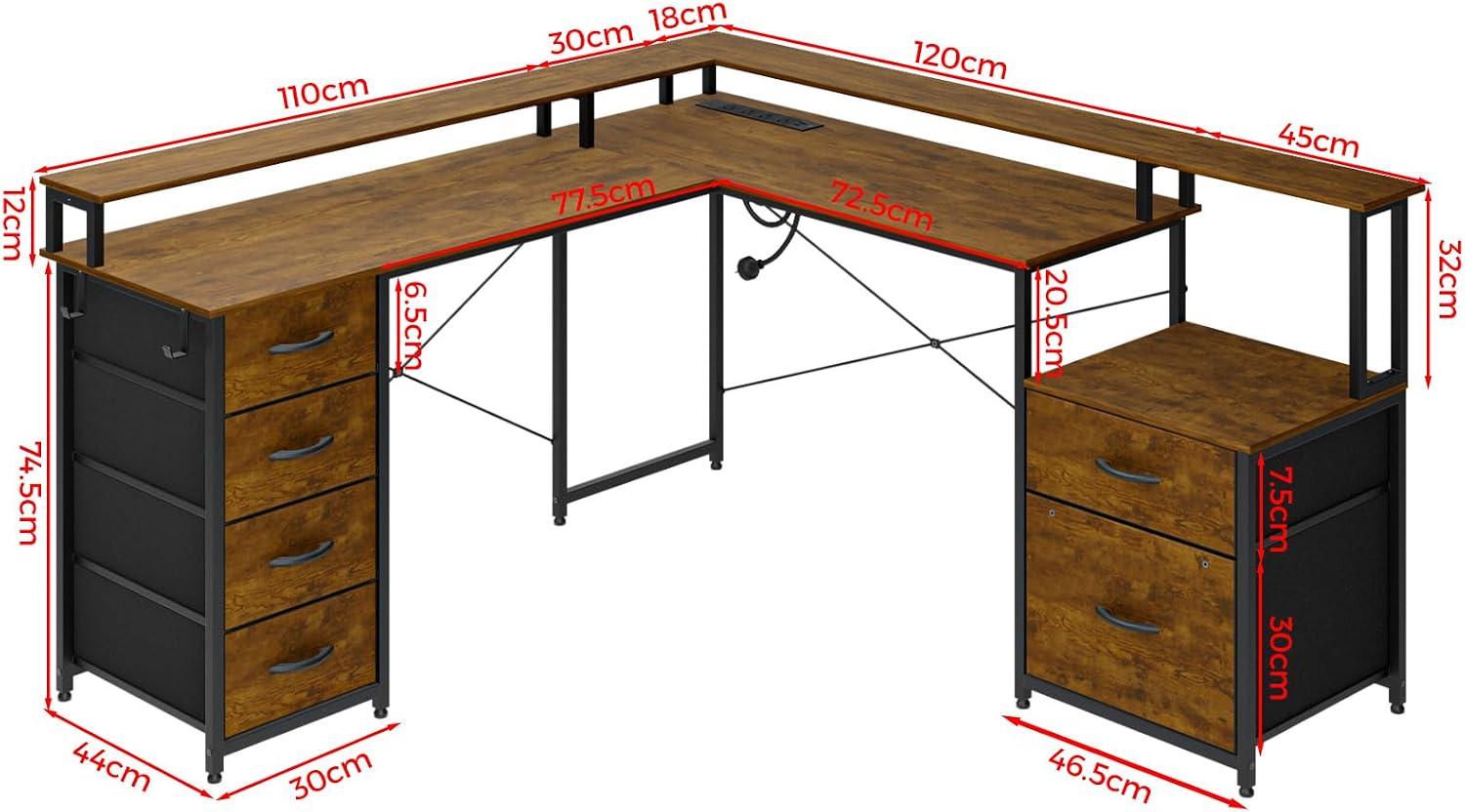 LED 2-Person L-Shaped Desk photo 3