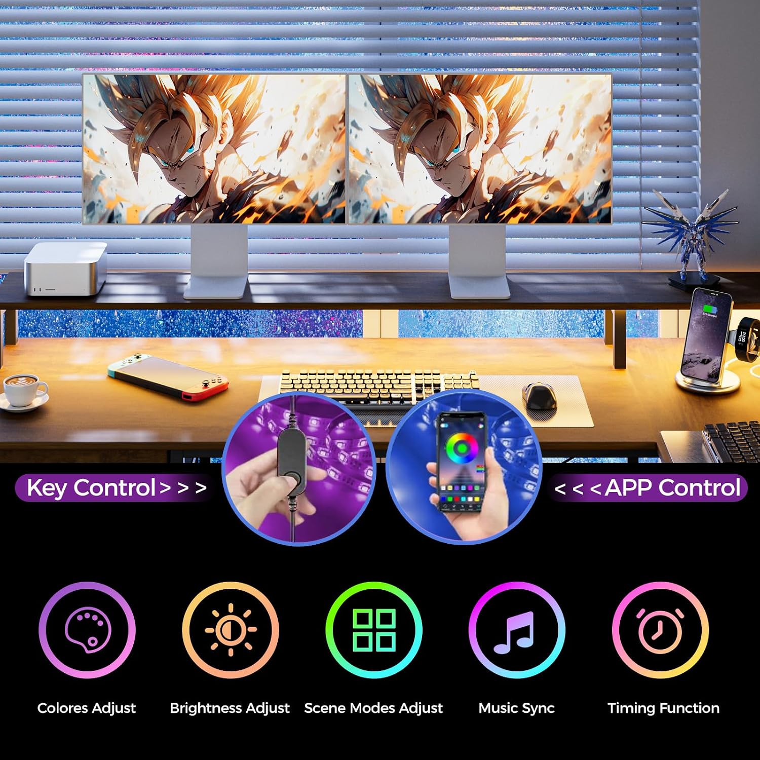 LED 2-Person L-Shaped Desk photo 4