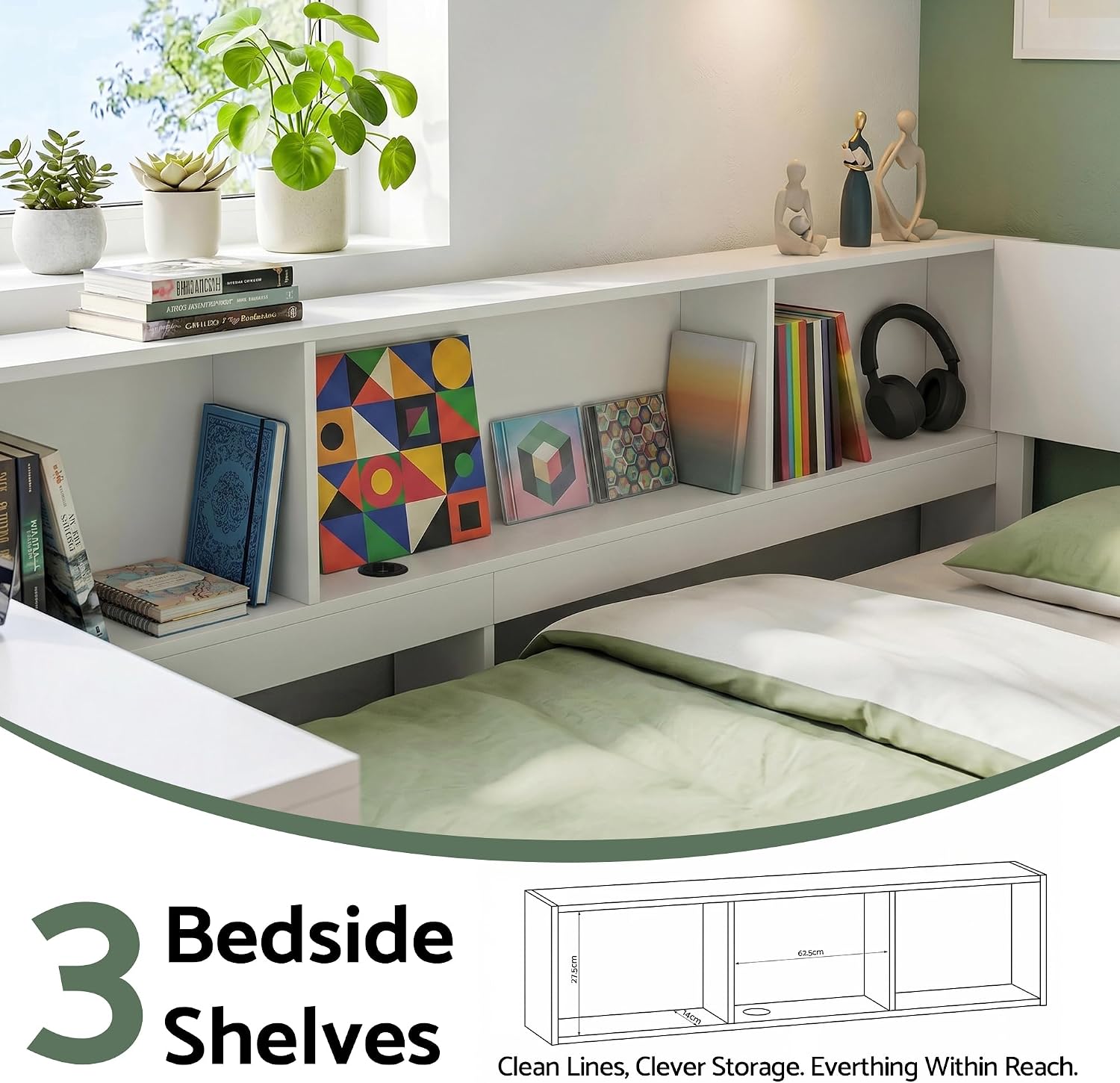 Corner Bed with Desk (White) photo 4
