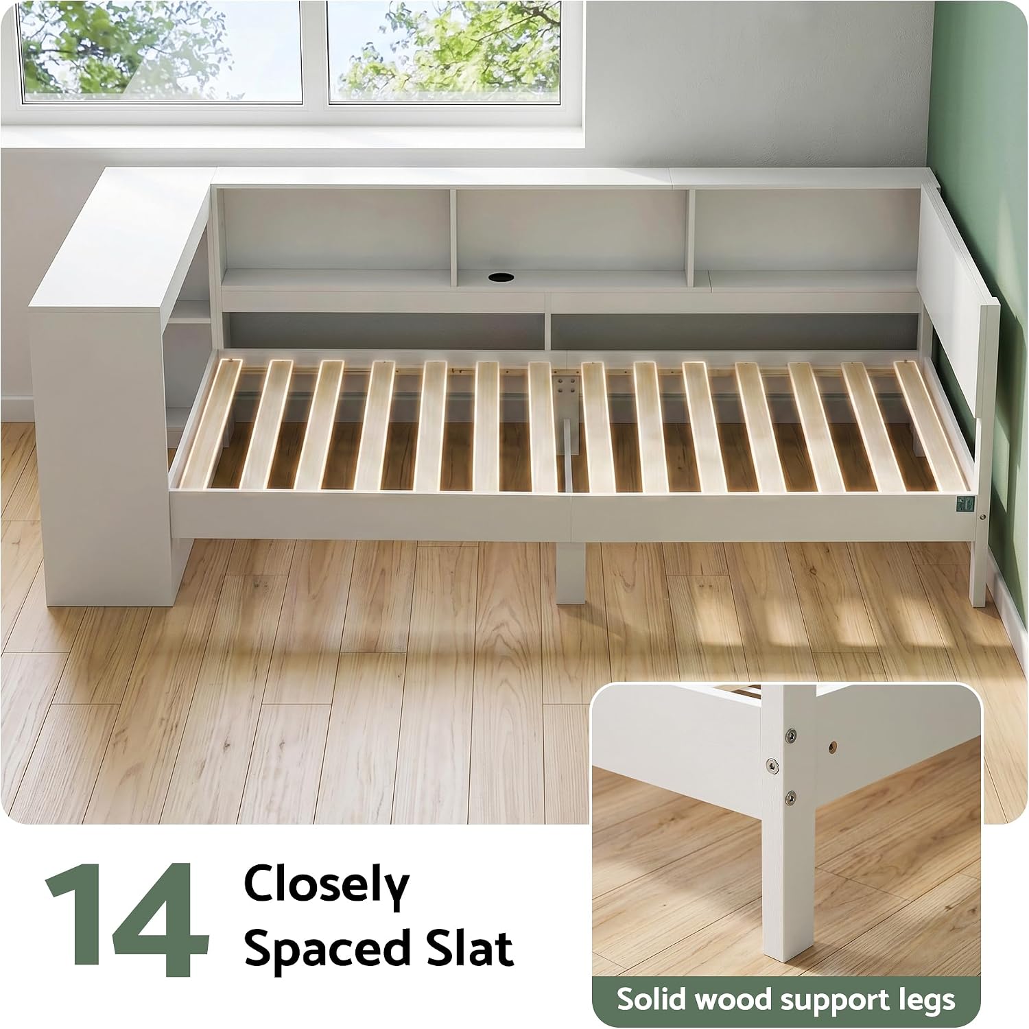 Corner Bed with Desk (White) photo 5
