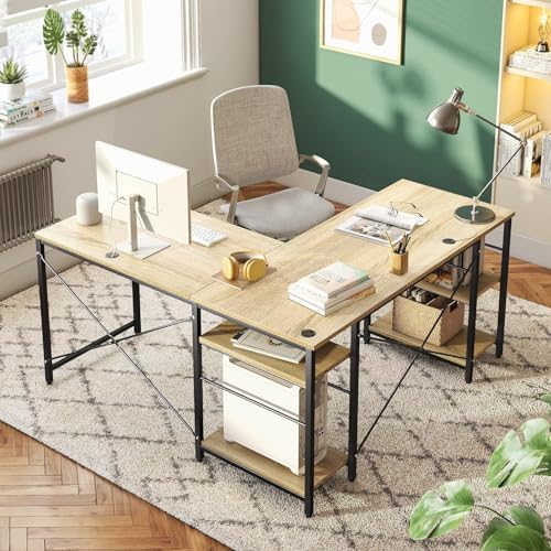 L-Shaped Desk with Shelves 151cm setup photo