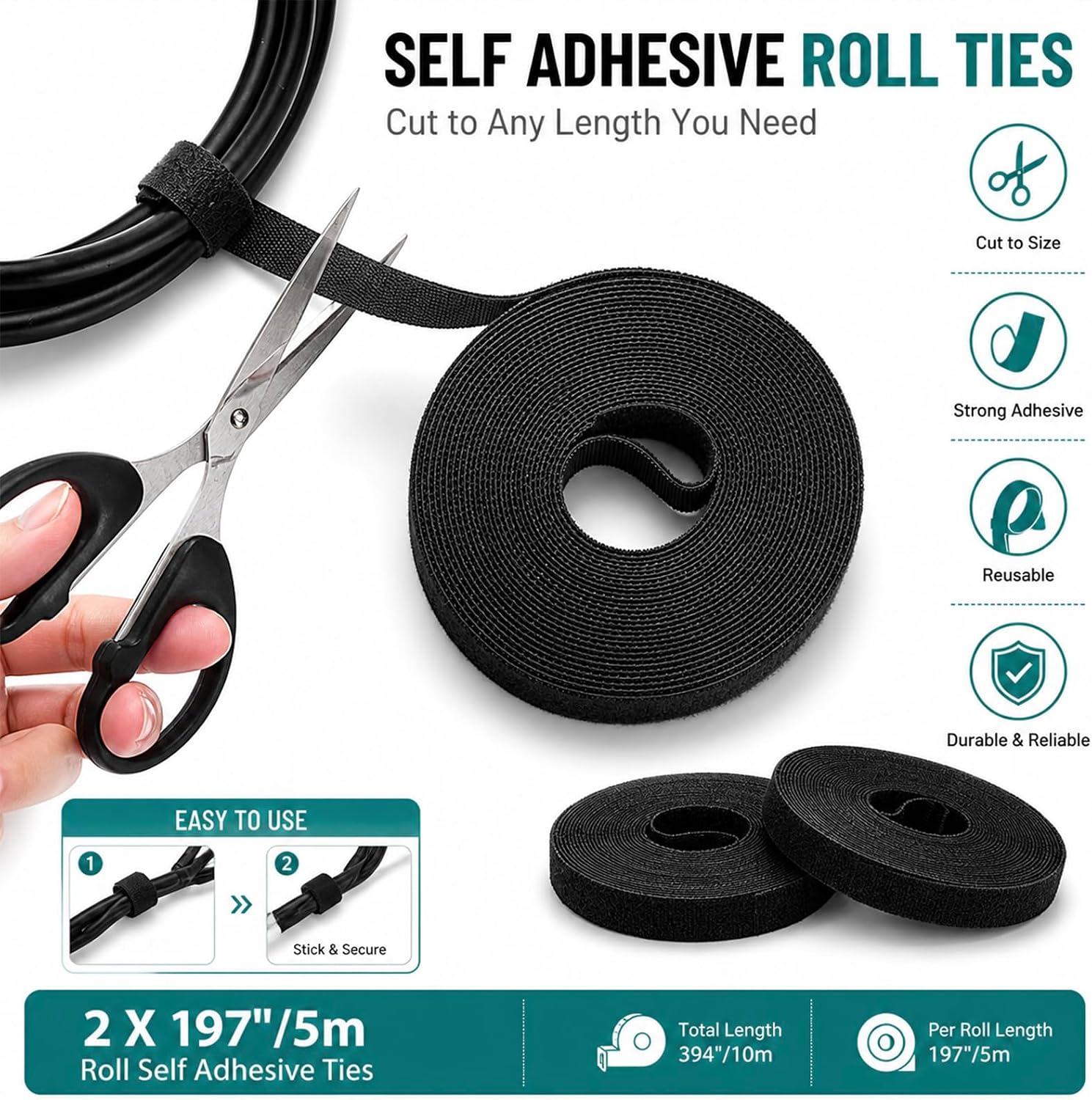 152pc Cable Organiser Kit — Black photo 3