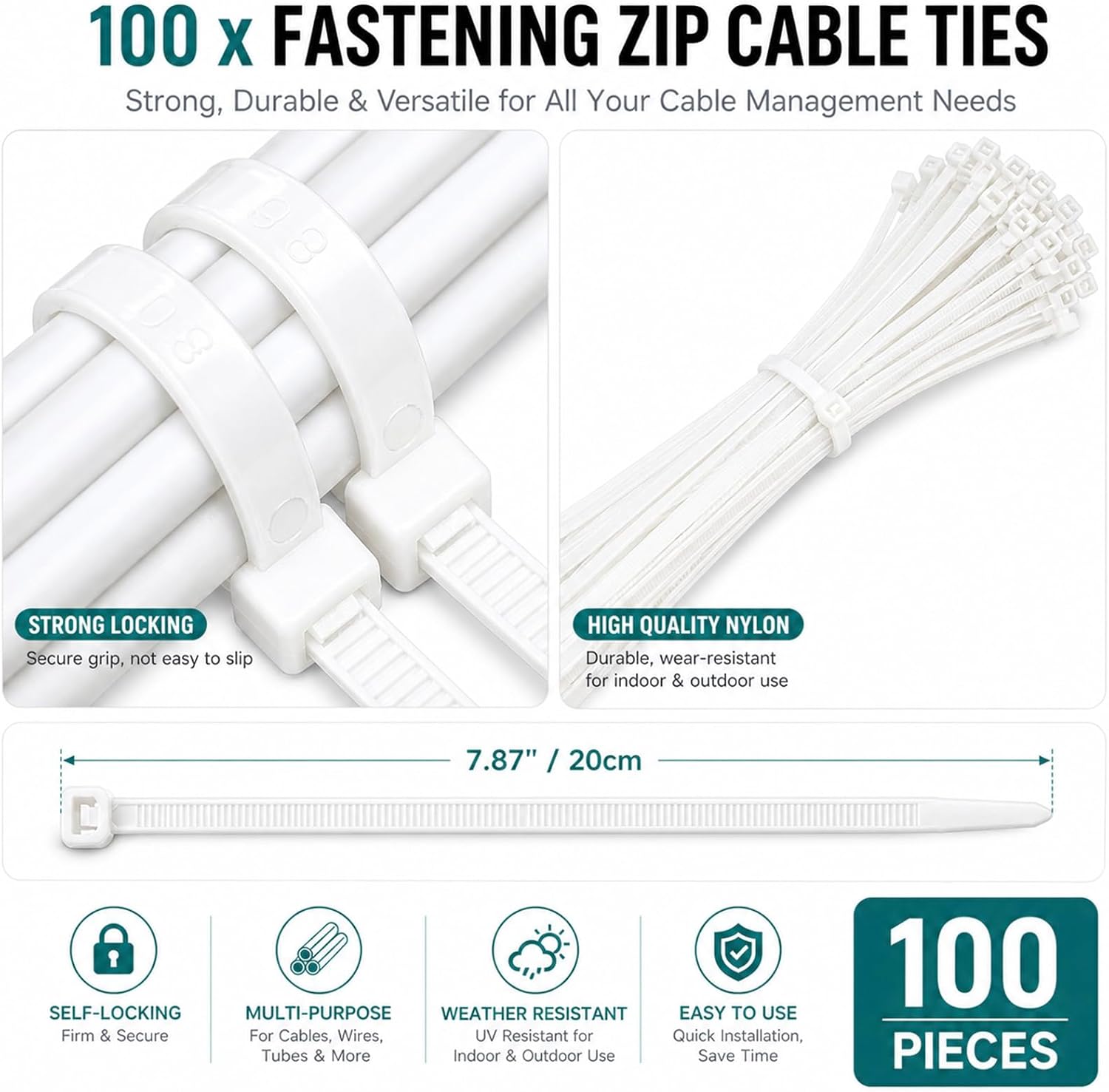 152pc Cable Organiser Kit — White photo 5