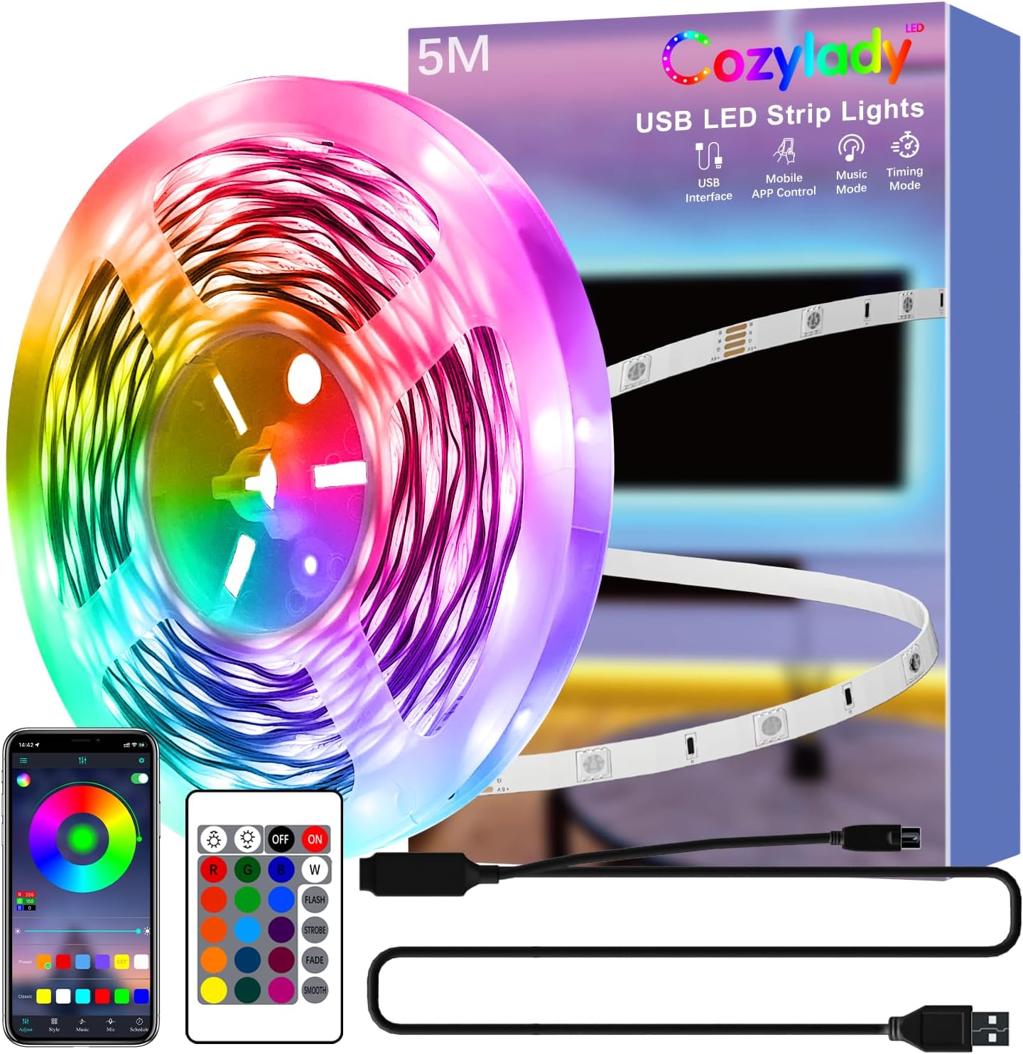 USB LED Strip for TVs 5m