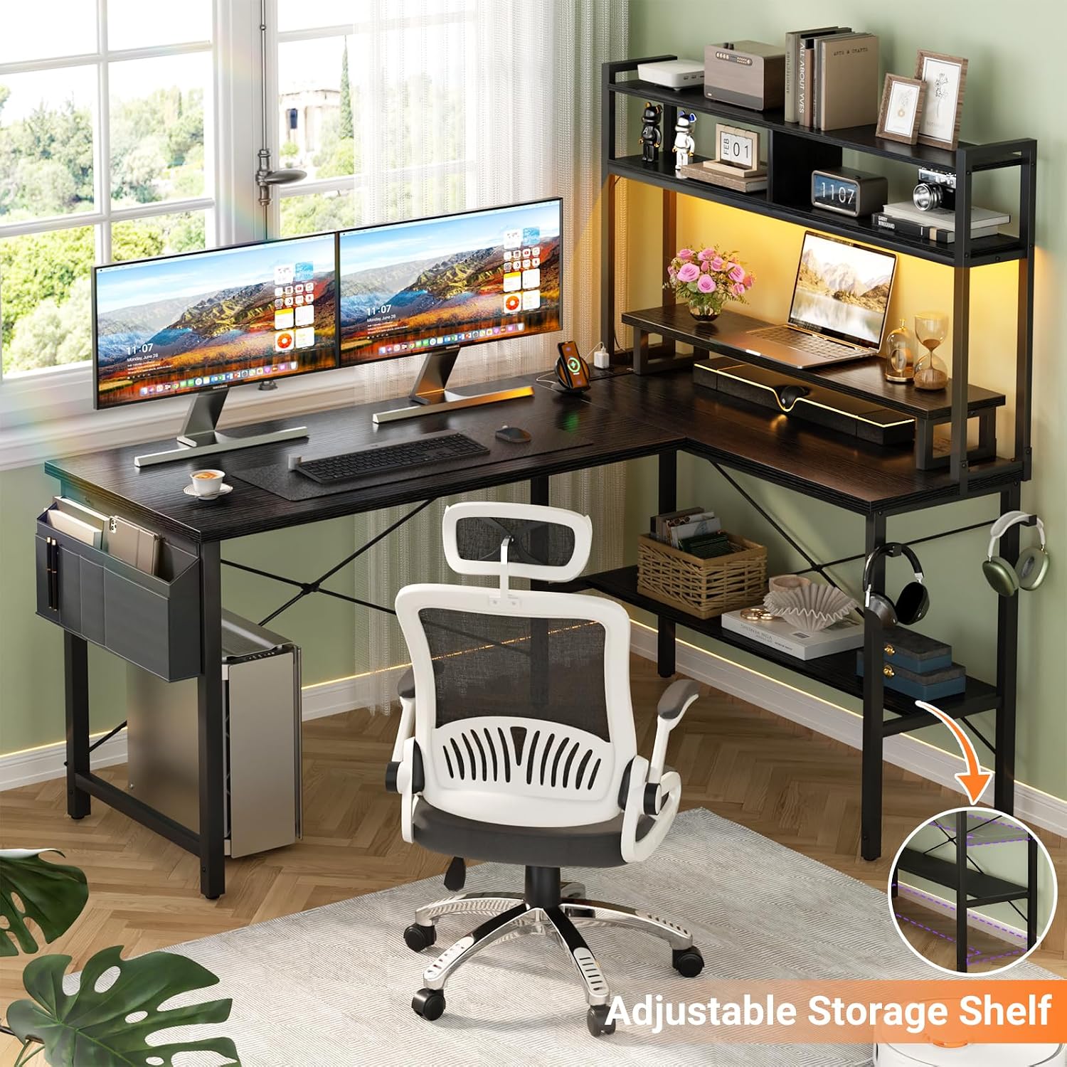 LED L-Shaped Desk 124cm photo 5