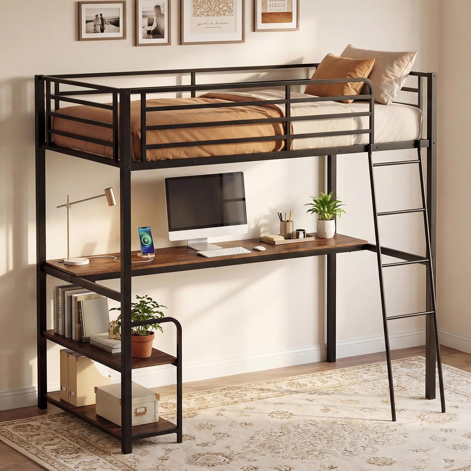 Loft Bed with Desk (Brown)