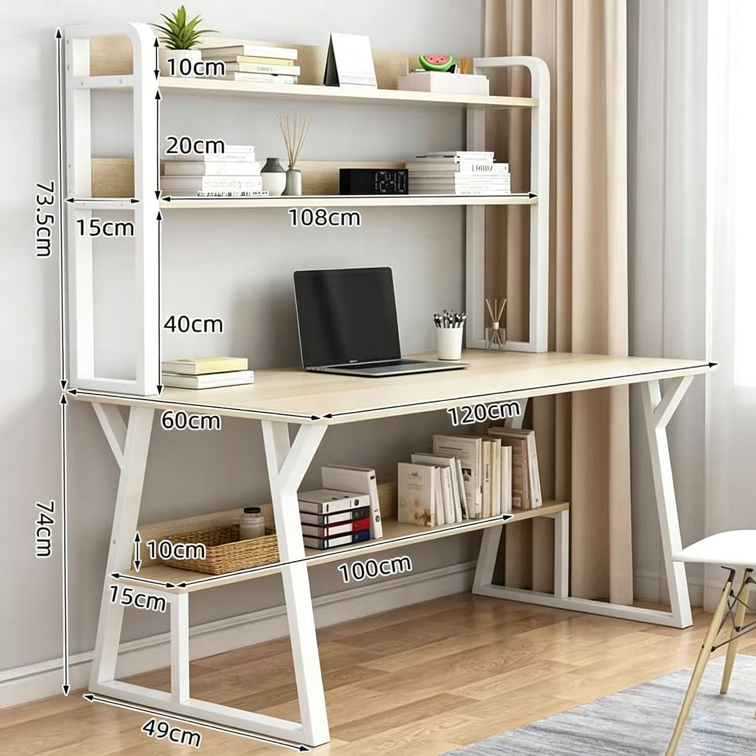 Desk with Bookshelf Hutch 120cm photo 3