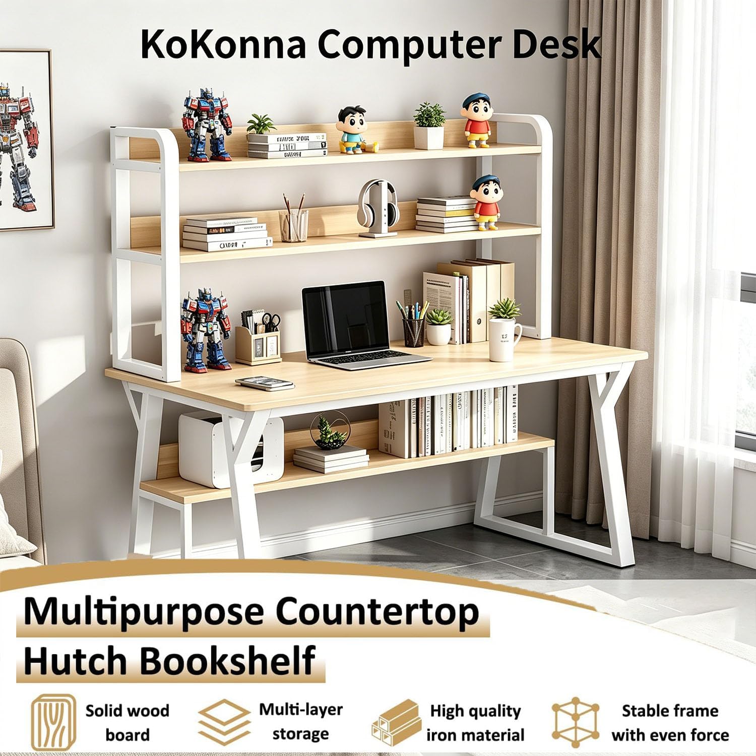 Desk with Bookshelf Hutch 120cm photo 4