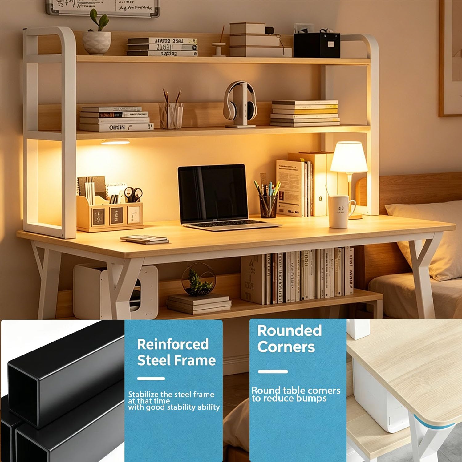 Desk with Bookshelf Hutch 120cm photo 5