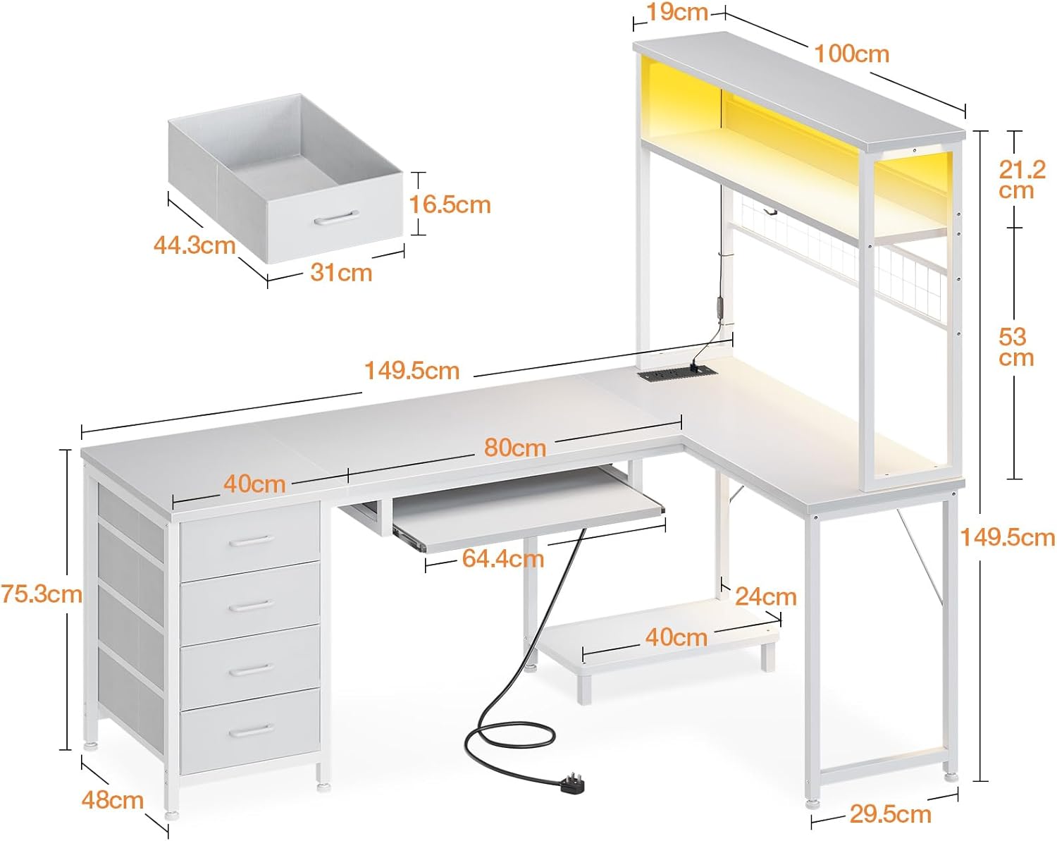 LED Corner Desk 59" photo 4
