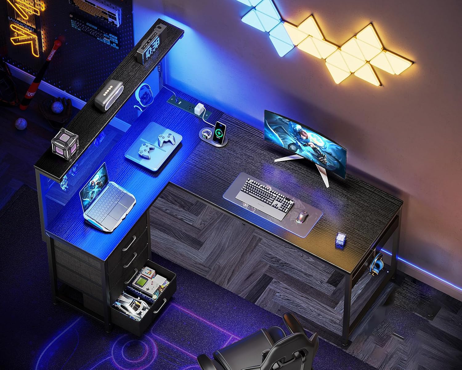 Reversible LED Corner Desk photo 3